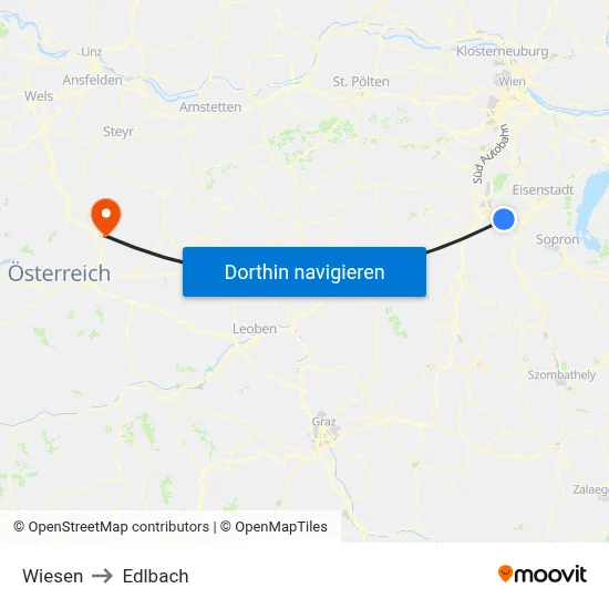 Wiesen to Edlbach map