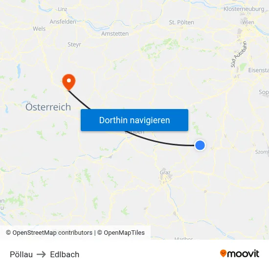 Pöllau to Edlbach map