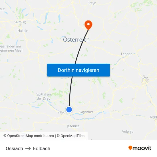 Ossiach to Edlbach map