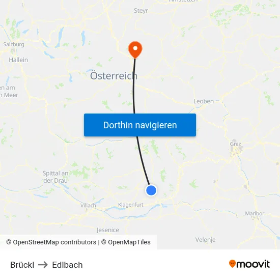 Brückl to Edlbach map