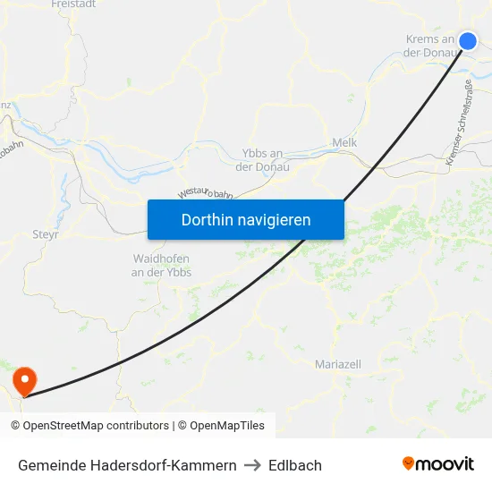 Gemeinde Hadersdorf-Kammern to Edlbach map