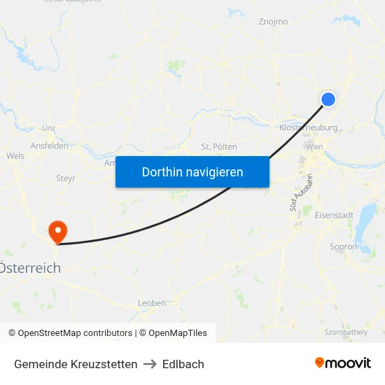 Gemeinde Kreuzstetten to Edlbach map