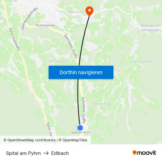 Spital am Pyhrn to Edlbach map