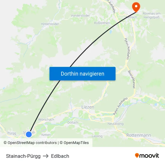 Stainach-Pürgg to Edlbach map