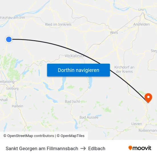 Sankt Georgen am Fillmannsbach to Edlbach map