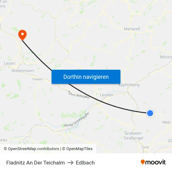 Fladnitz An Der Teichalm to Edlbach map