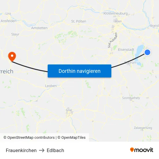 Frauenkirchen to Edlbach map