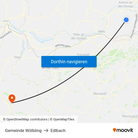 Gemeinde Wölbling to Edlbach map