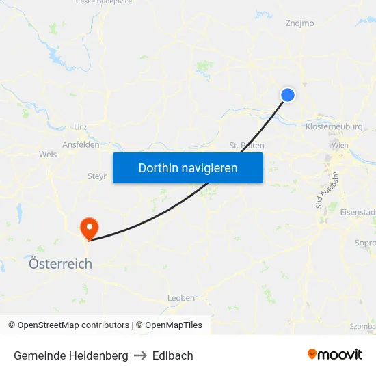 Gemeinde Heldenberg to Edlbach map