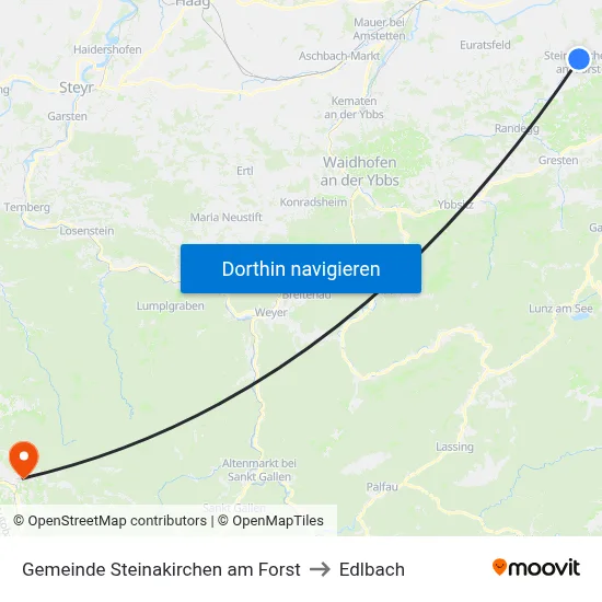 Gemeinde Steinakirchen am Forst to Edlbach map