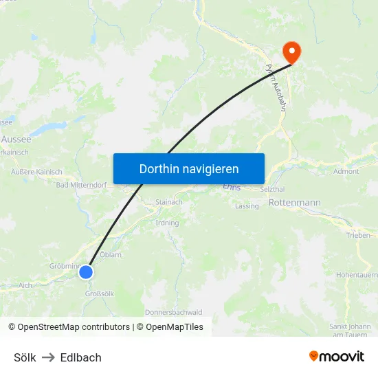 Sölk to Edlbach map
