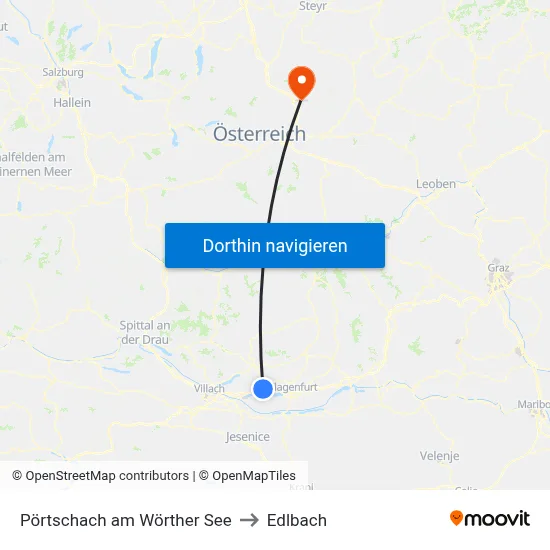 Pörtschach am Wörther See to Edlbach map