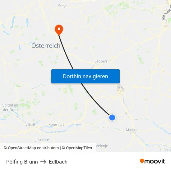 Pölfing-Brunn to Edlbach map