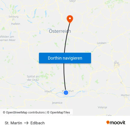 St. Martin to Edlbach map