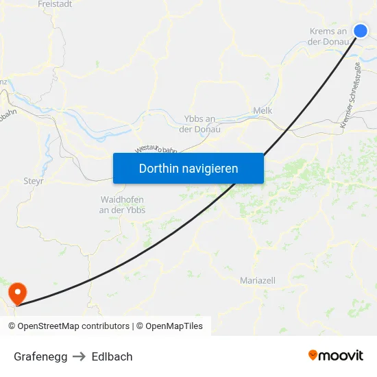 Grafenegg to Edlbach map