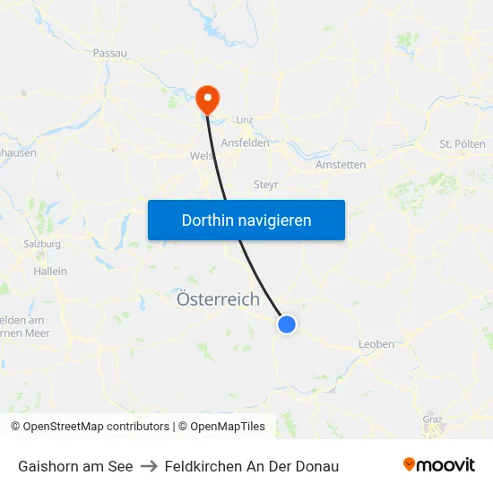 Gaishorn am See to Feldkirchen An Der Donau map