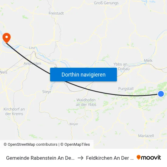 Gemeinde Rabenstein An Der Pielach to Feldkirchen An Der Donau map