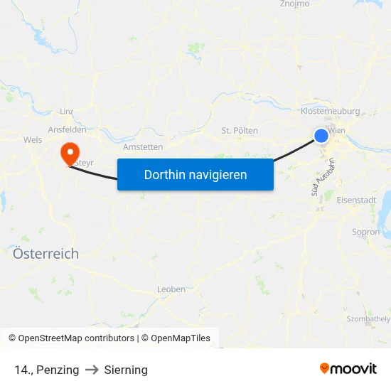 14., Penzing to Sierning map