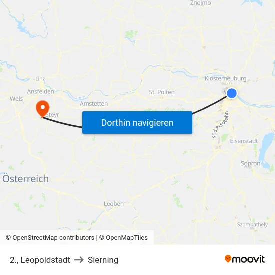 2., Leopoldstadt to Sierning map