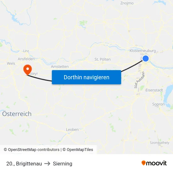 20., Brigittenau to Sierning map