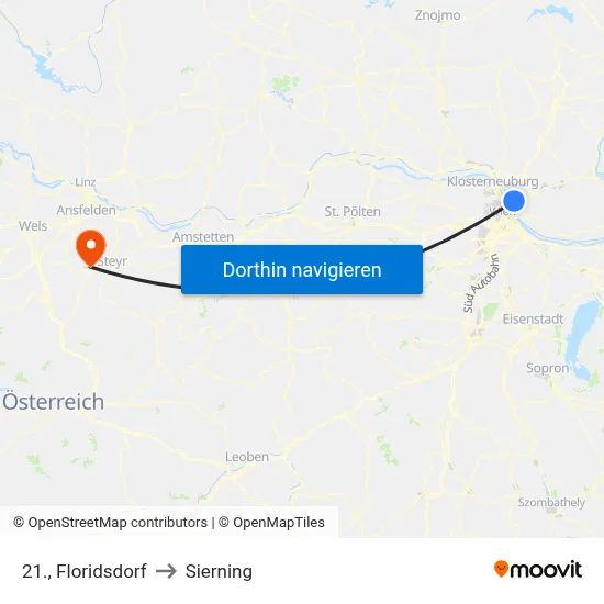 21., Floridsdorf to Sierning map
