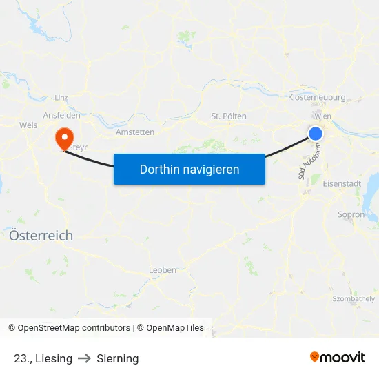 23., Liesing to Sierning map