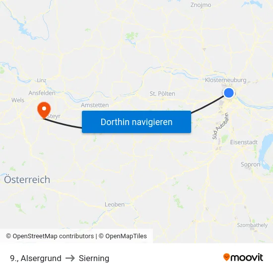 9., Alsergrund to Sierning map