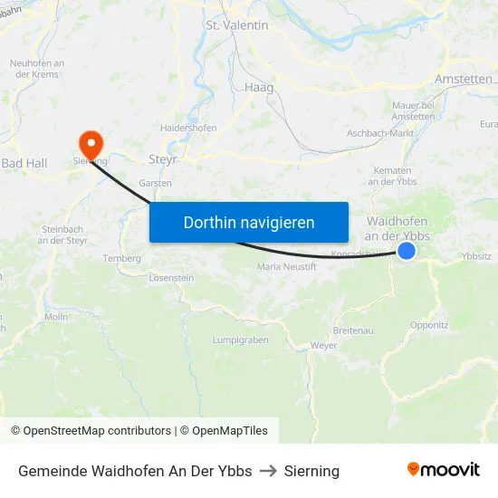 Gemeinde Waidhofen An Der Ybbs to Sierning map