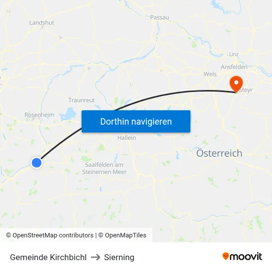 Gemeinde Kirchbichl to Sierning map