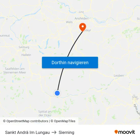 Sankt Andrä Im Lungau to Sierning map