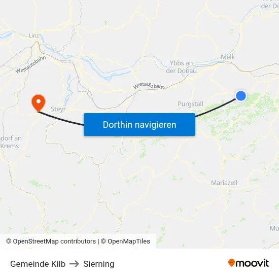 Gemeinde Kilb to Sierning map