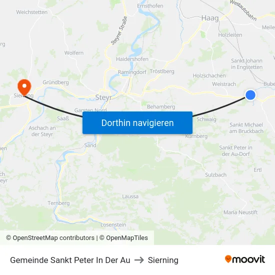 Gemeinde Sankt Peter In Der Au to Sierning map