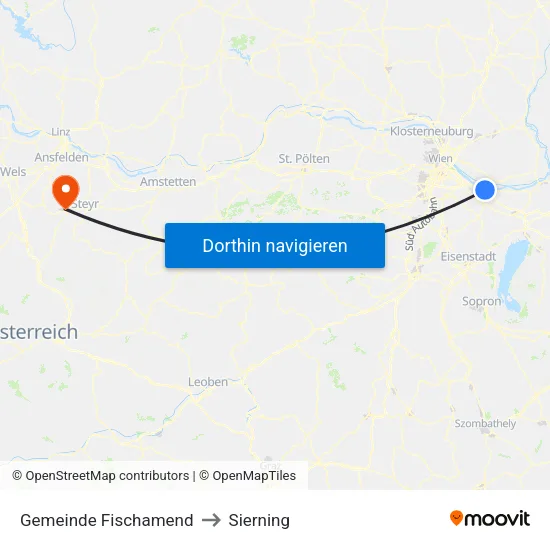 Gemeinde Fischamend to Sierning map