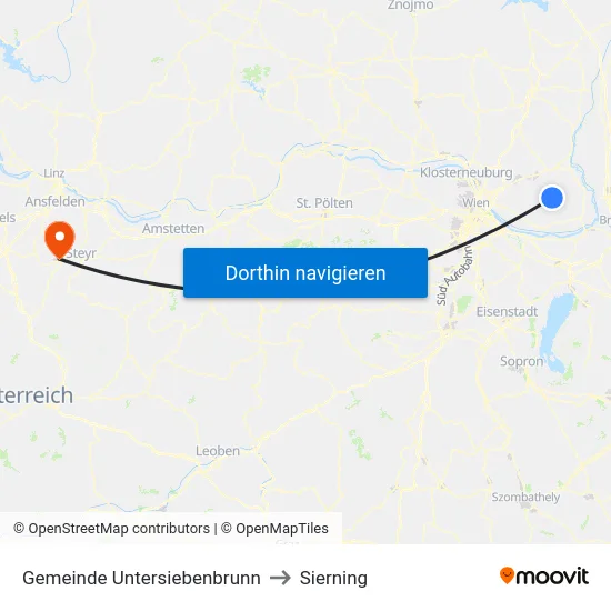 Gemeinde Untersiebenbrunn to Sierning map
