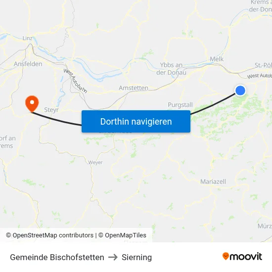 Gemeinde Bischofstetten to Sierning map