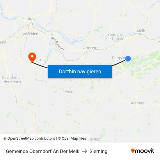 Gemeinde Oberndorf An Der Melk to Sierning map