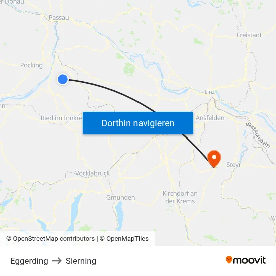 Eggerding to Sierning map