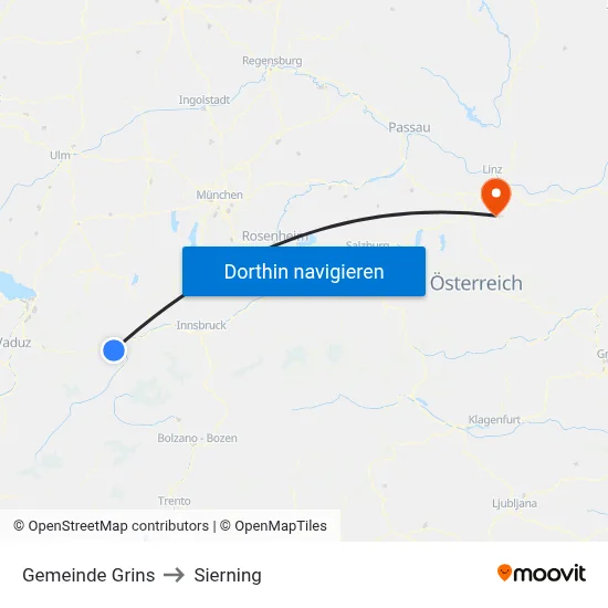 Gemeinde Grins to Sierning map