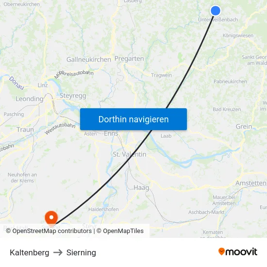 Kaltenberg to Sierning map