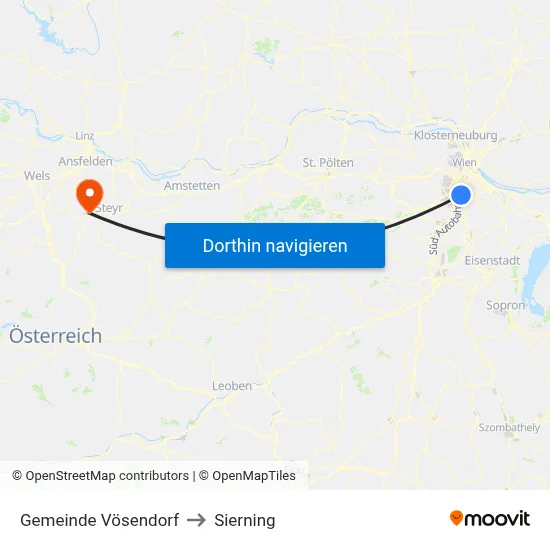 Gemeinde Vösendorf to Sierning map