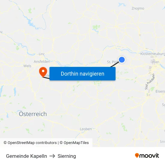 Gemeinde Kapelln to Sierning map