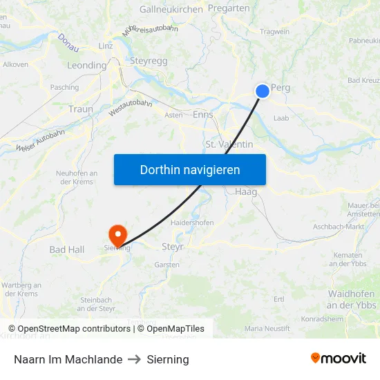 Naarn Im Machlande to Sierning map