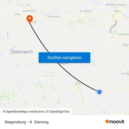 Riegersburg to Sierning map
