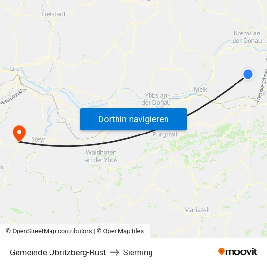 Gemeinde Obritzberg-Rust to Sierning map
