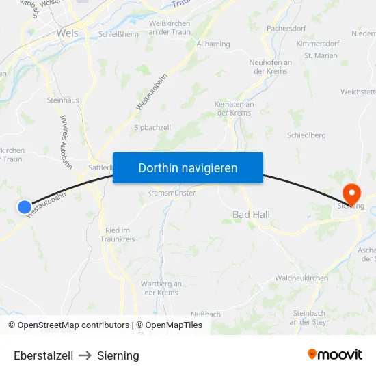 Eberstalzell to Sierning map