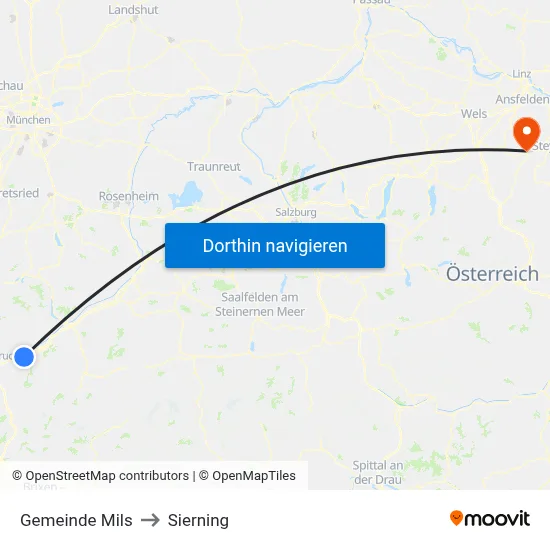 Gemeinde Mils to Sierning map
