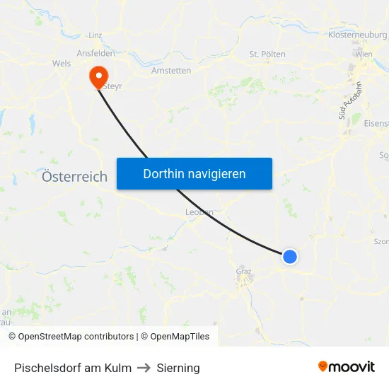 Pischelsdorf am Kulm to Sierning map