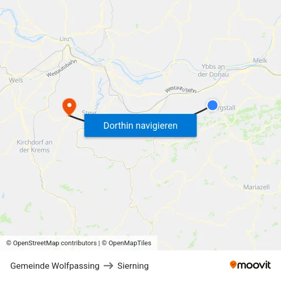 Gemeinde Wolfpassing to Sierning map