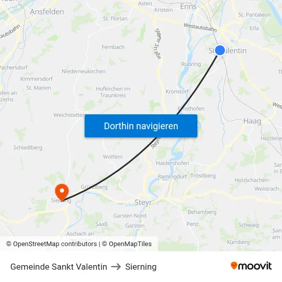Gemeinde Sankt Valentin to Sierning map