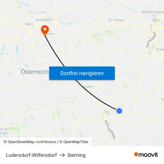 Ludersdorf-Wilfersdorf to Sierning map